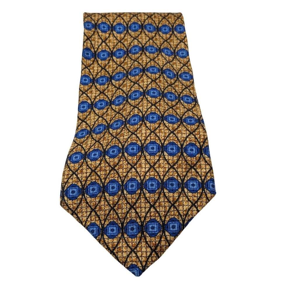 Honors Men's Neck Tie Geometric Print  100% Silk From Italy Novelty